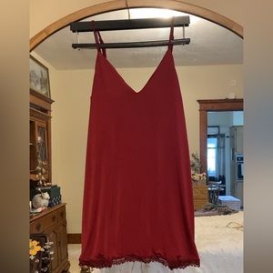 red silky nightdress